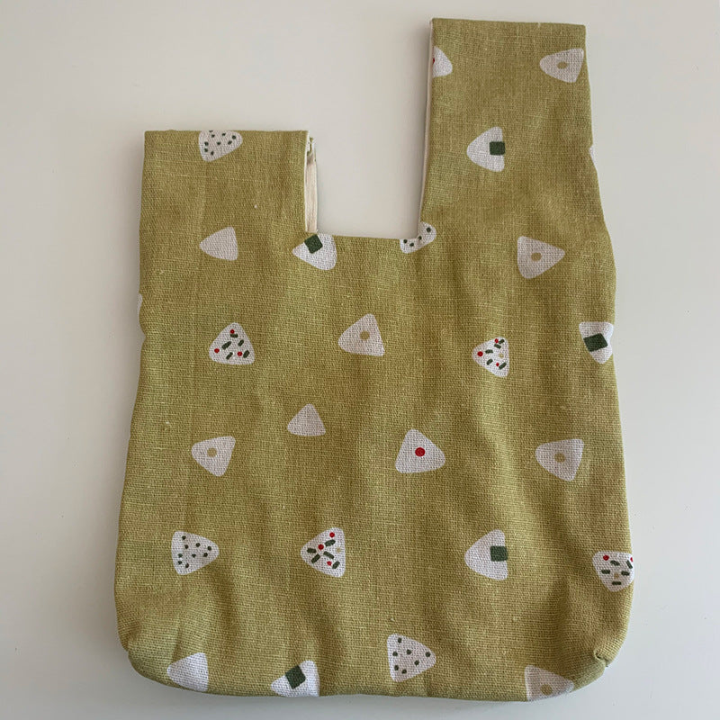 Japanese Style Multi-color Printed Linen Wrist Bag
