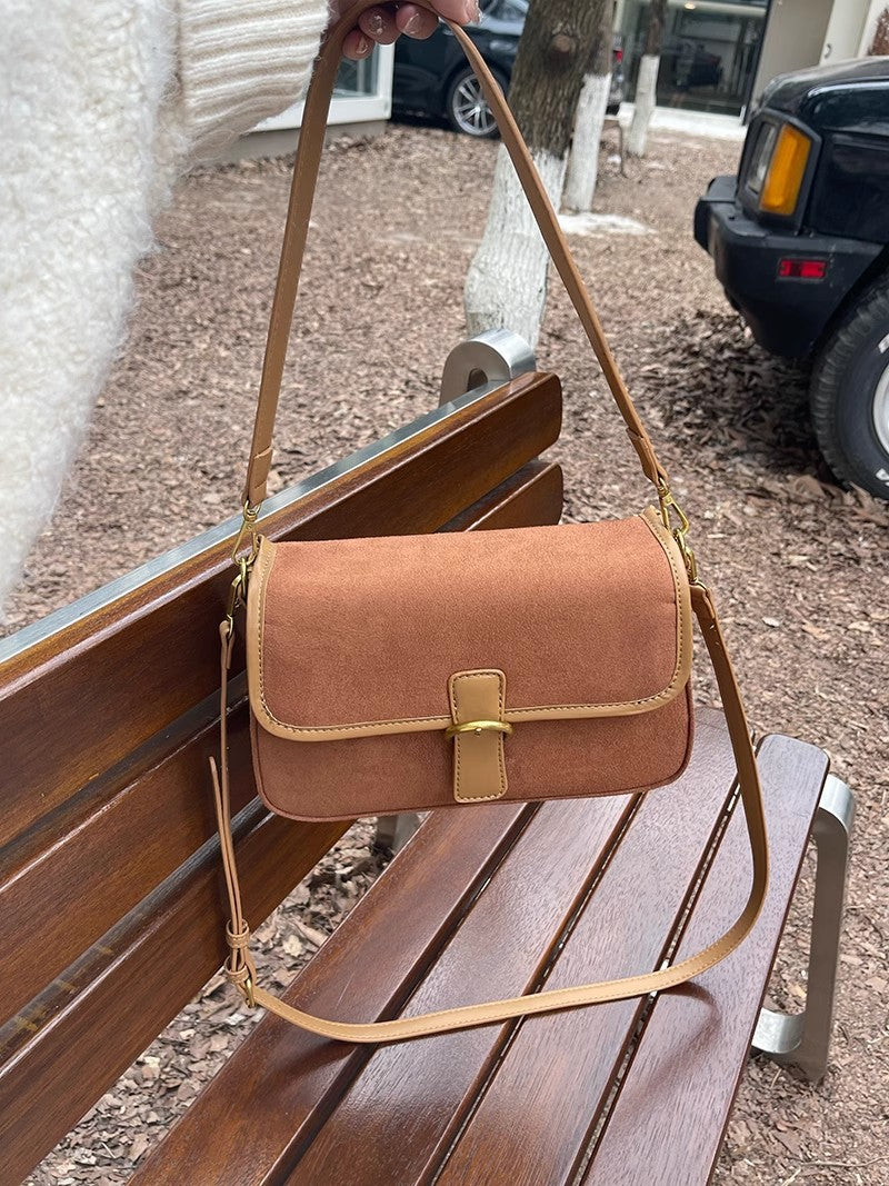 Special-interest Design Vintage Matte Suede Underarm Bag