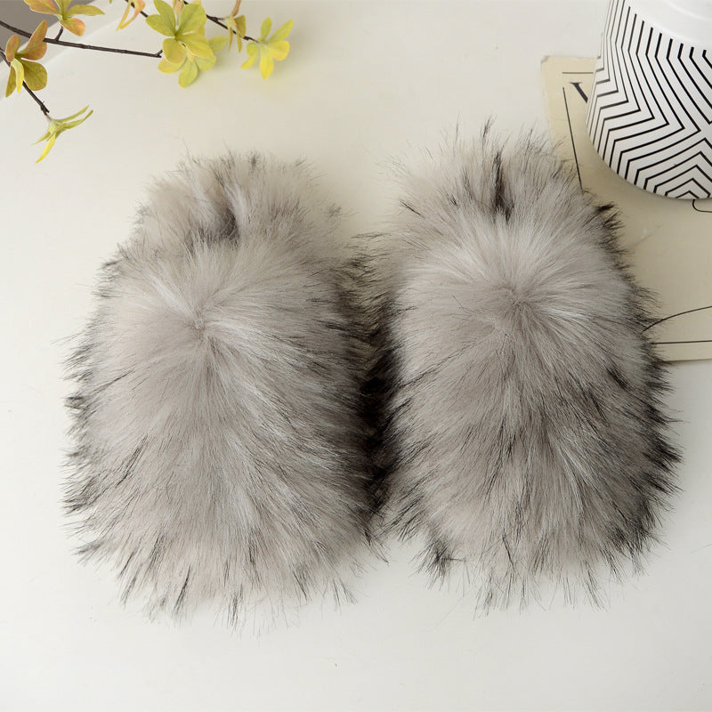 Woolen Slippers Winter Home Wear Velvet Thermal Non-slip Toe Covering Wool Sleeper