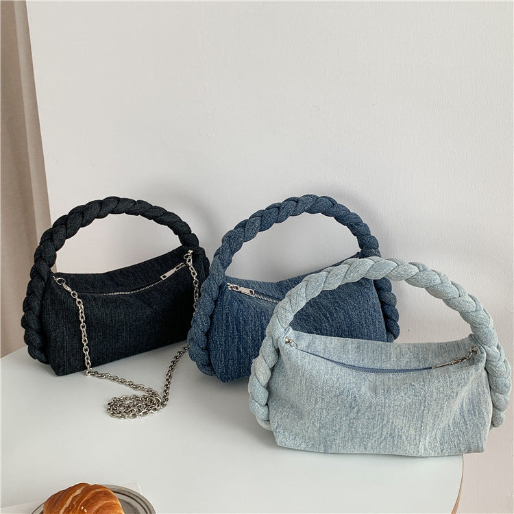 New Hand Woven Denim Shoulder Bag