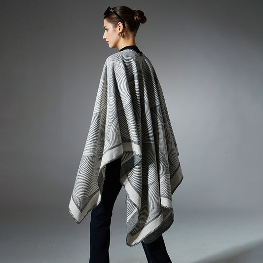 New Women's Jacquard Geometric Wool Shawl