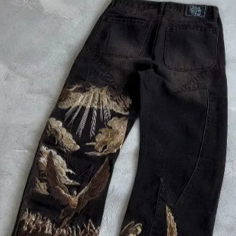 Plus Size Casual Pants Thin Denim Wide Leg 3D Amazon Hot Selling Women's Pants