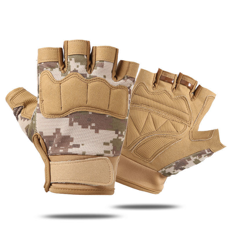 Men's And Women's Camouflage Outdoor Half-finger Gloves