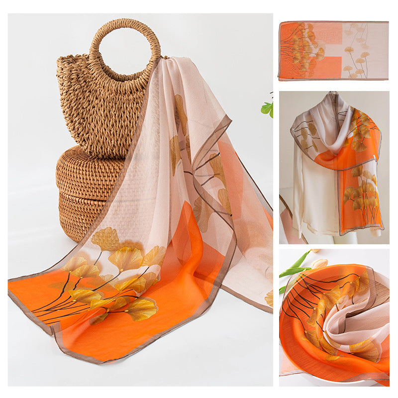 Silk Scarf Women's Mulberry Silk Printed Shawl