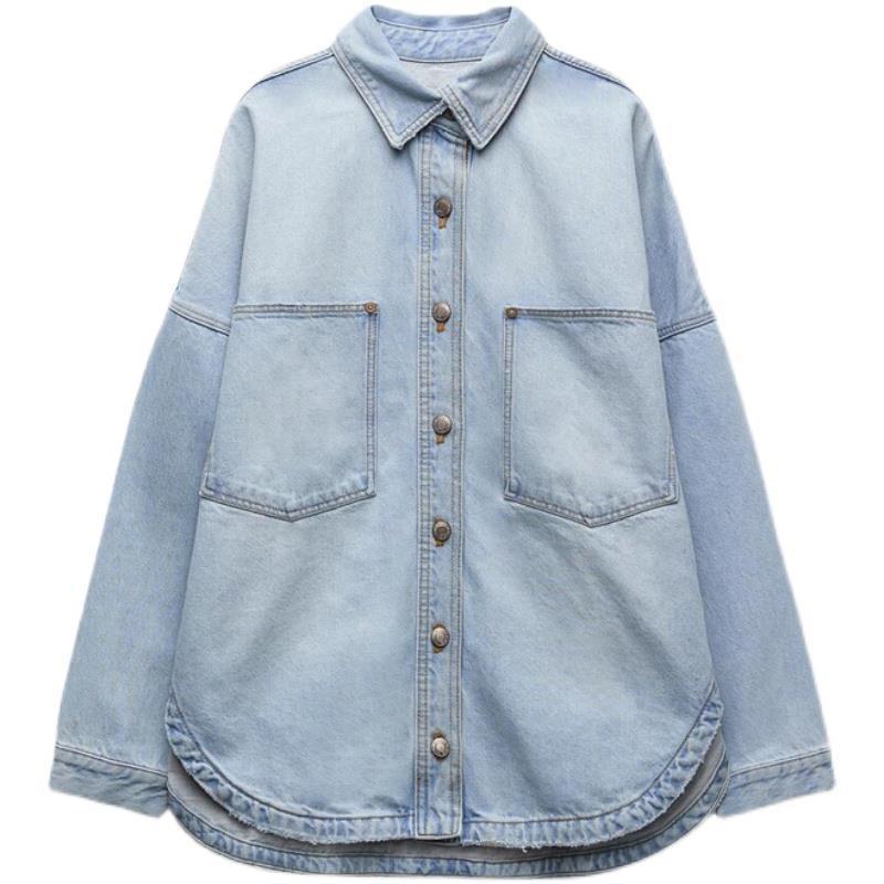 New Womens Versatile Top Light-blue Denim Shirt Jacket