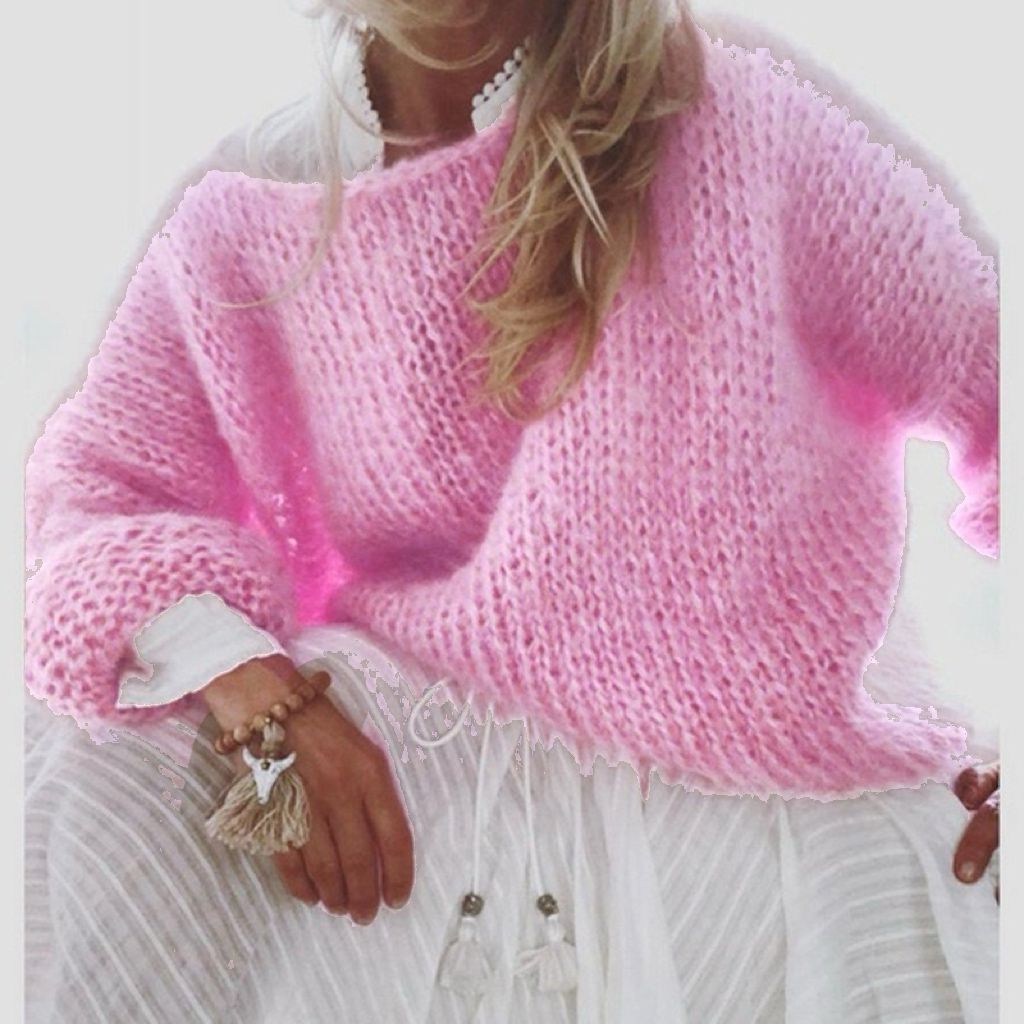 Womens Fashionable Loose Casual Knitted Sweater