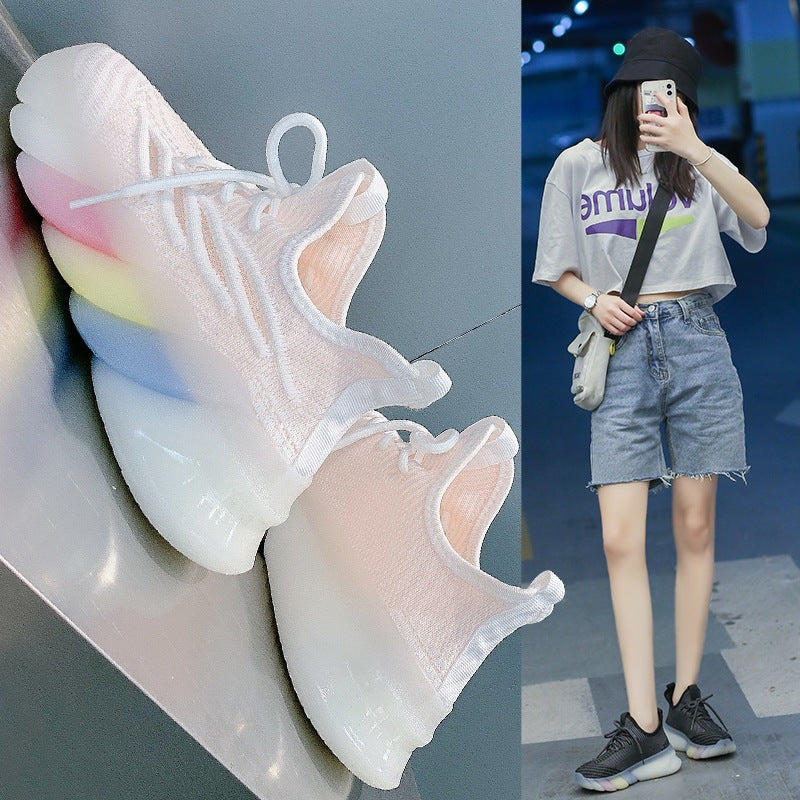 Rainbow Bottom Flying Knit Sneakers