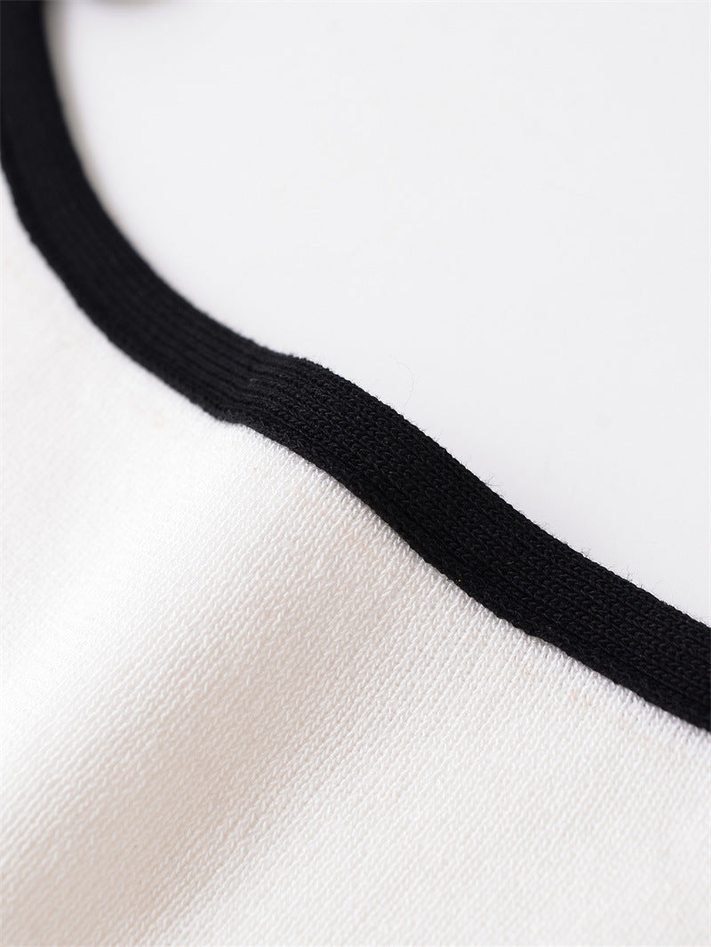 Female Fashion Color Contrast Bowknot Dress