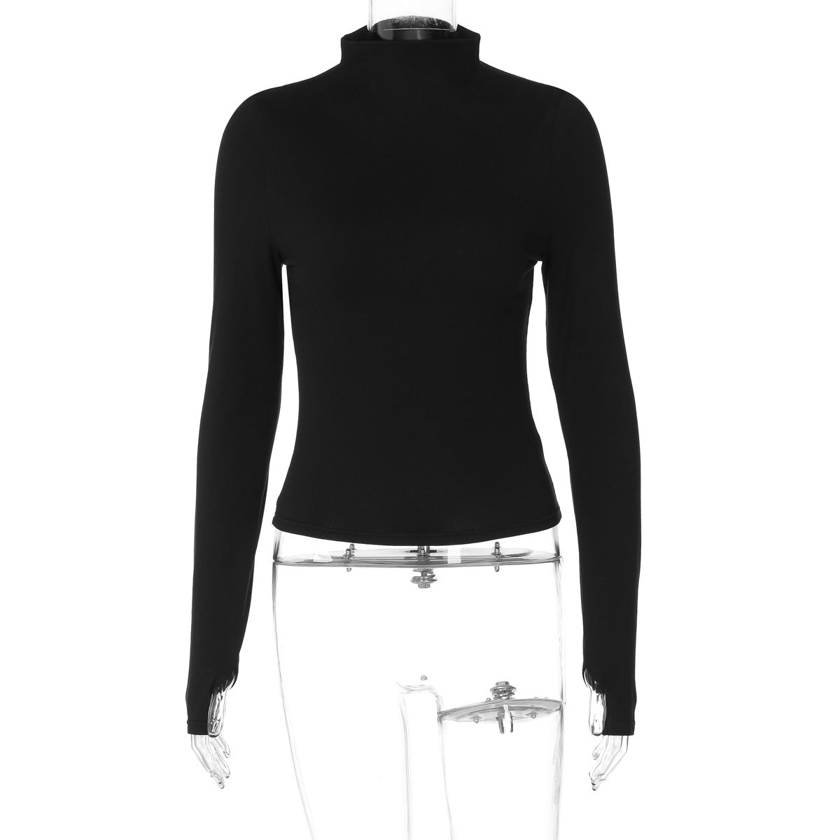 Kvinders slim-fit mavekorte langærmede striktop
