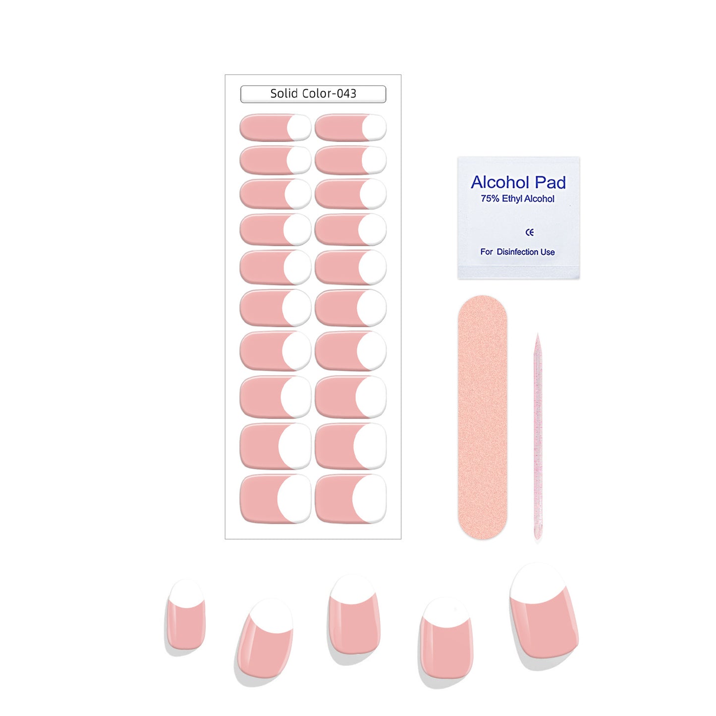 New French Solid Color Gel Waterproof Semi-baked Nail Stickers