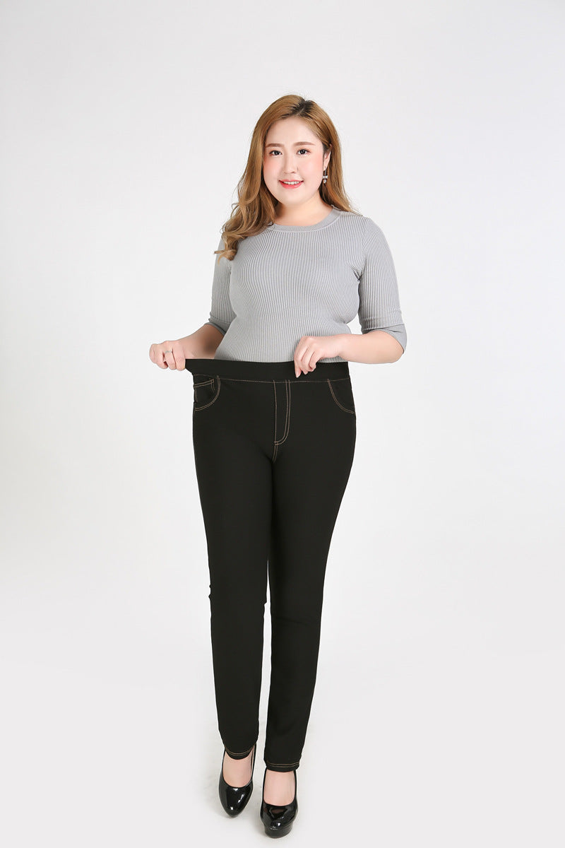 Oversized Jeans til Kvinder, Efterår, Stræk, Høj Talje