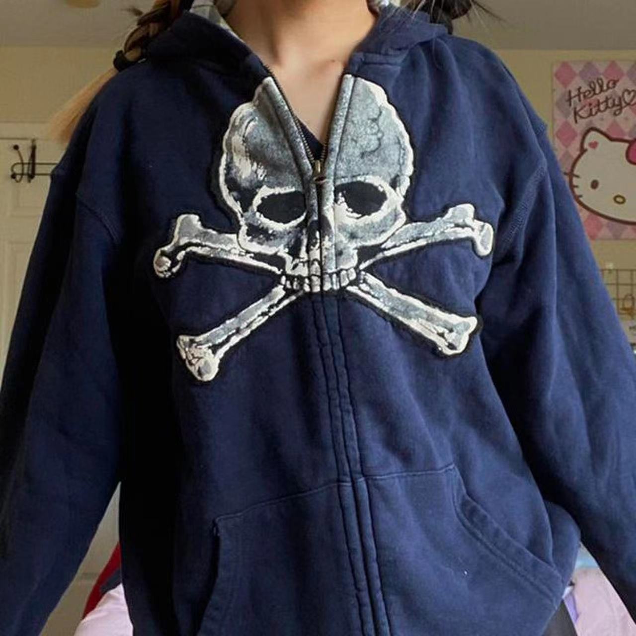 Women's Fashion Skull Thickened Zipper Sweater Printed Jacket