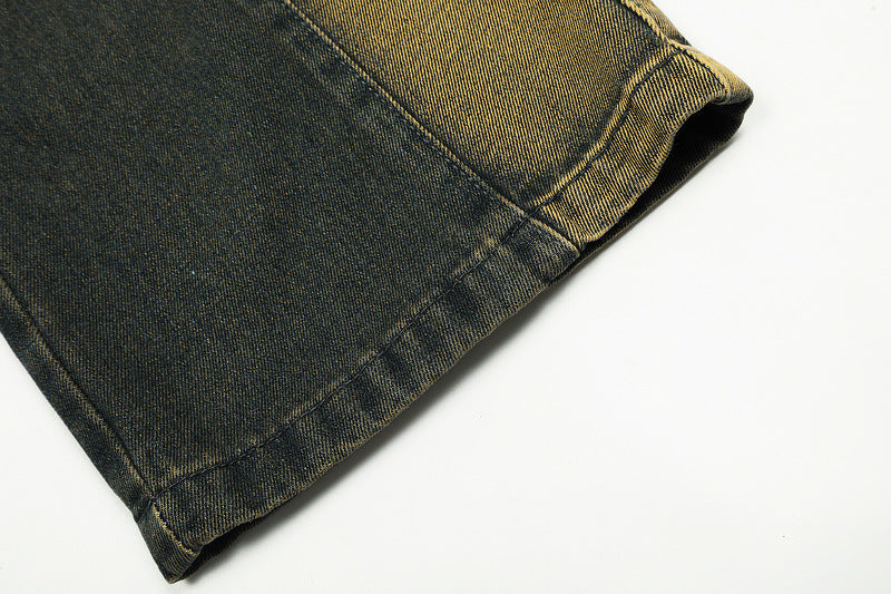 American Retro Distressed Multi-pocket Jeans