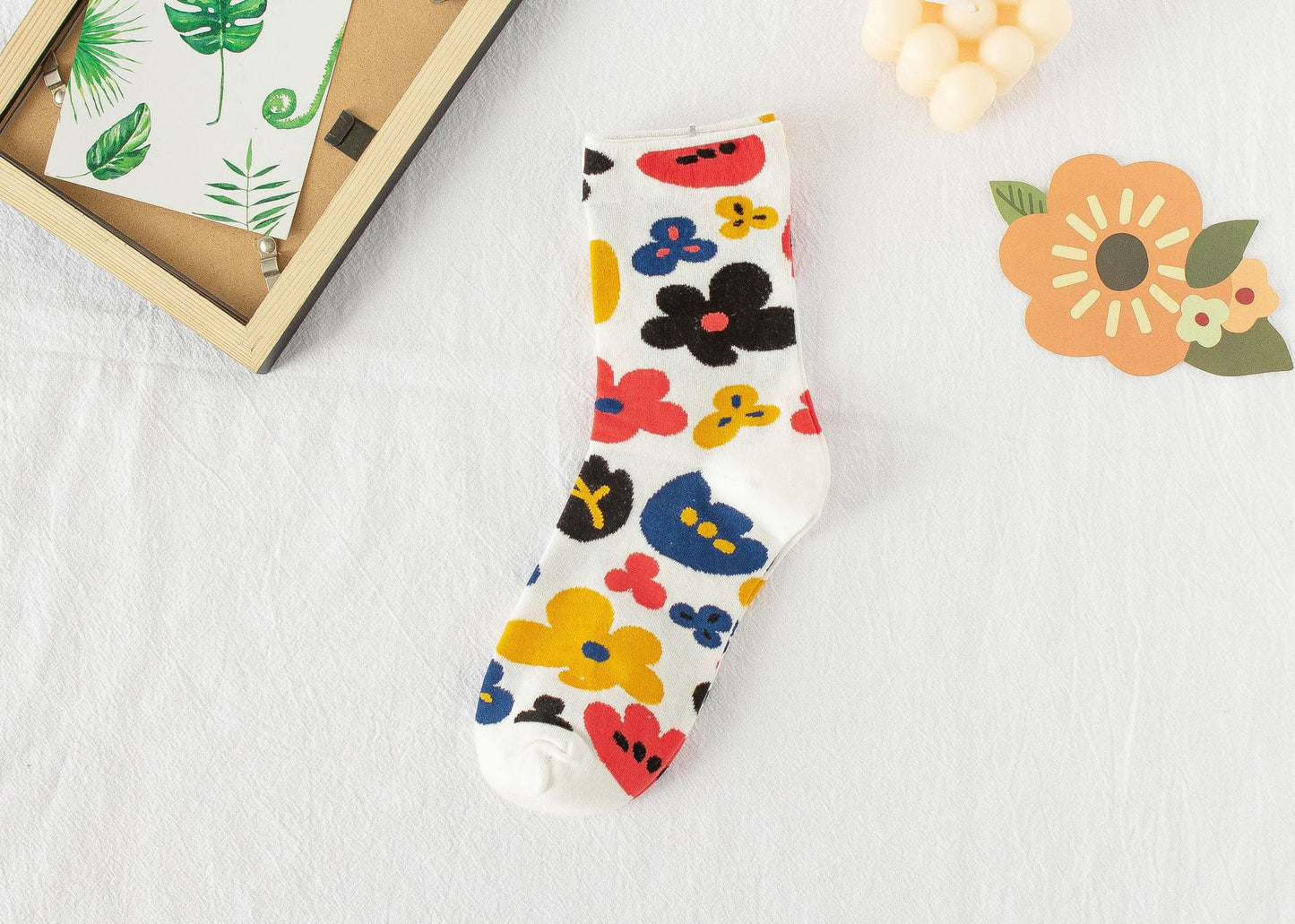 Summer Small Flower Socks Japanese Color Matching Cotton Socks Tube