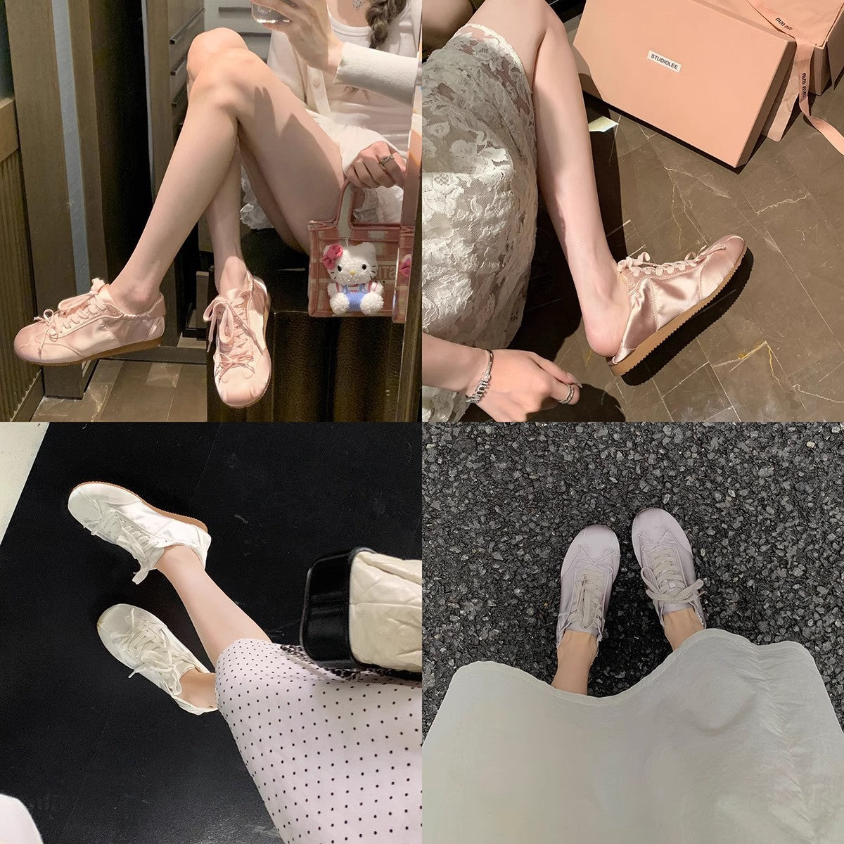 Ballet Style Sweet Girl Round Head Satin Sports Board Shoes