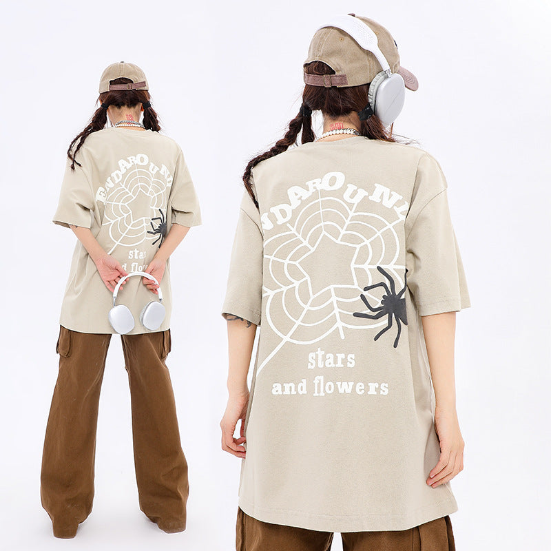 Spider Web Puff Print Short-sleeved T-shirt For Men And Women