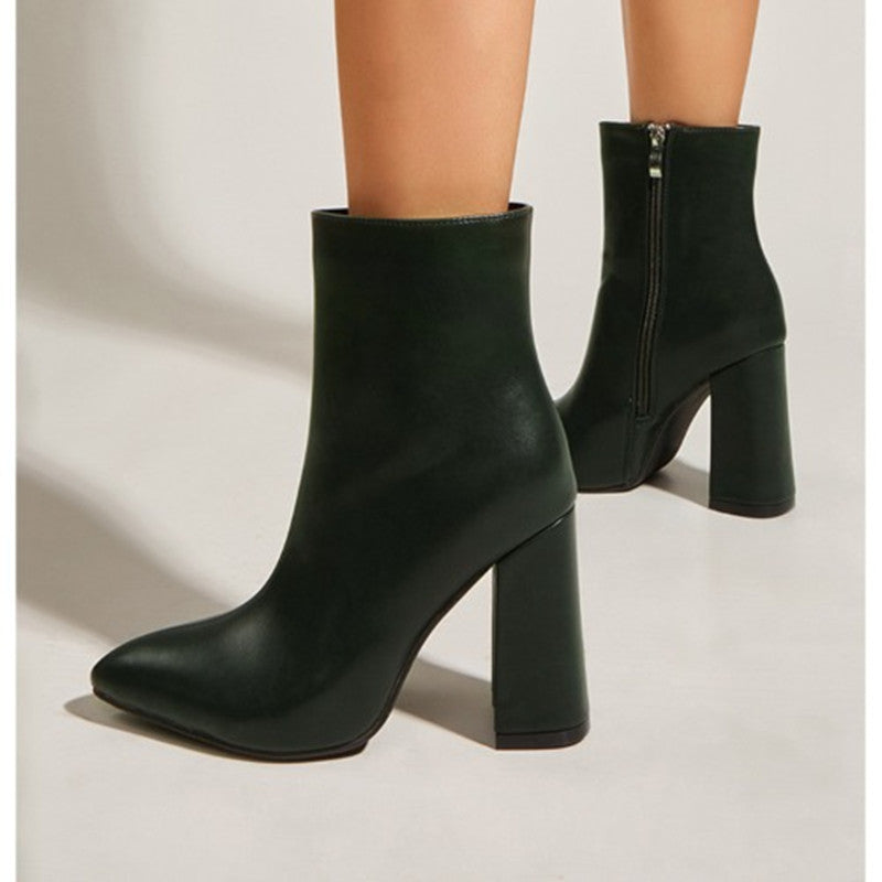 Women's Thick-heeled Pointed High-heeled Martin Boots