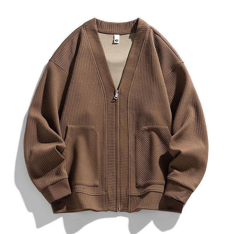 Business Casual Knitted Men's Solid Color Plus-sized Plus-sized Jacket