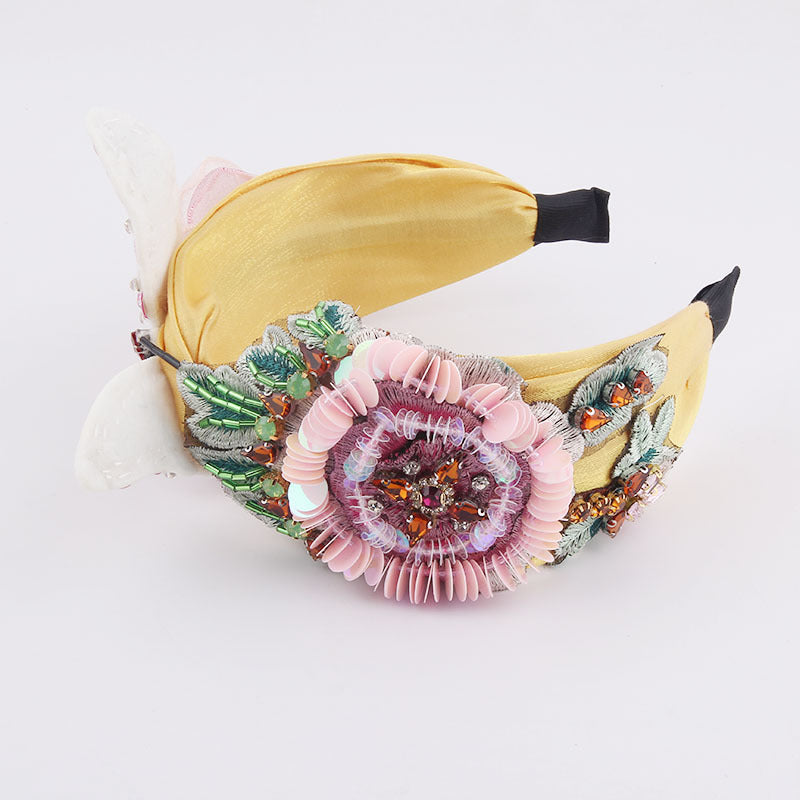 Fabric Flannel Butterfly Diamond Sequin Flower Headband