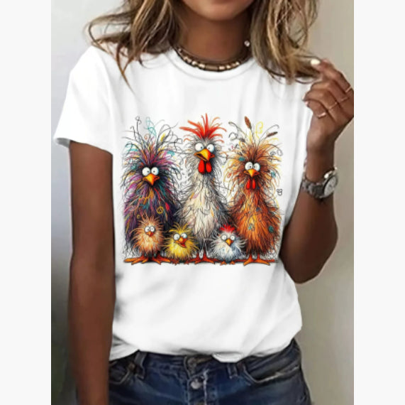 Fun Animal Pattern Women's T-shirt Casual Short Sleeve