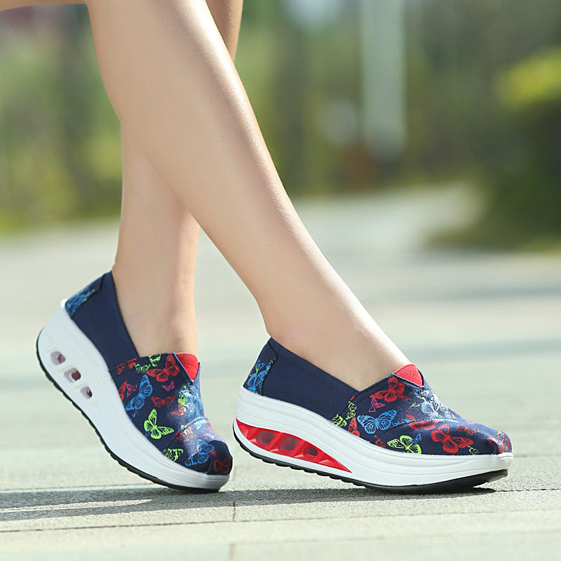 Canvas Rocking Wedge Heel Platform Korean Style Breathable Women's Shoes