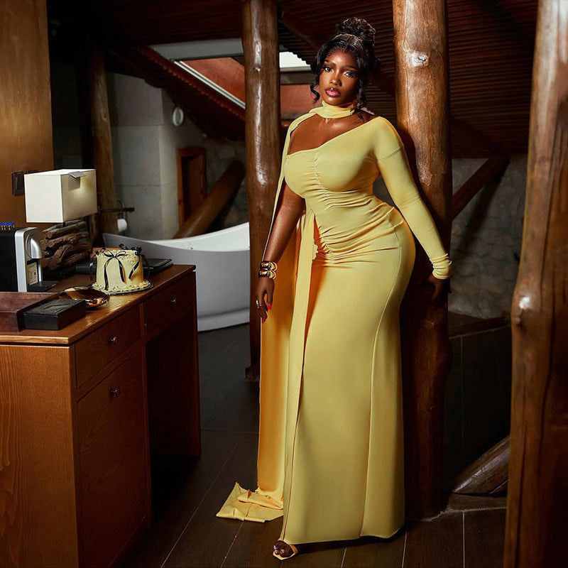 Elegant Form Fitting Solid Color Wrap Dress