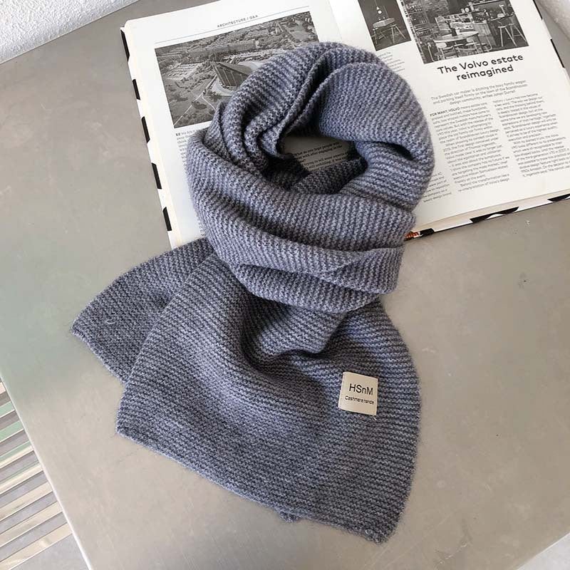 Pure Color Soft Knitted Women's All-match Warm Scarf