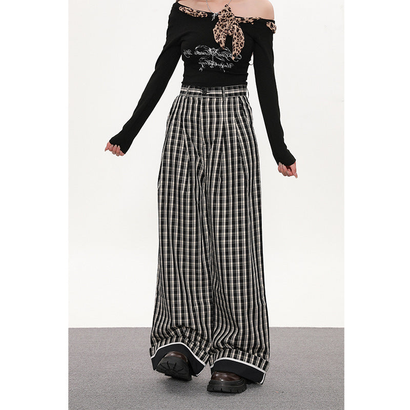 Sweet Stylish Flared Plaid Pants For Womenfashionable And Versatile