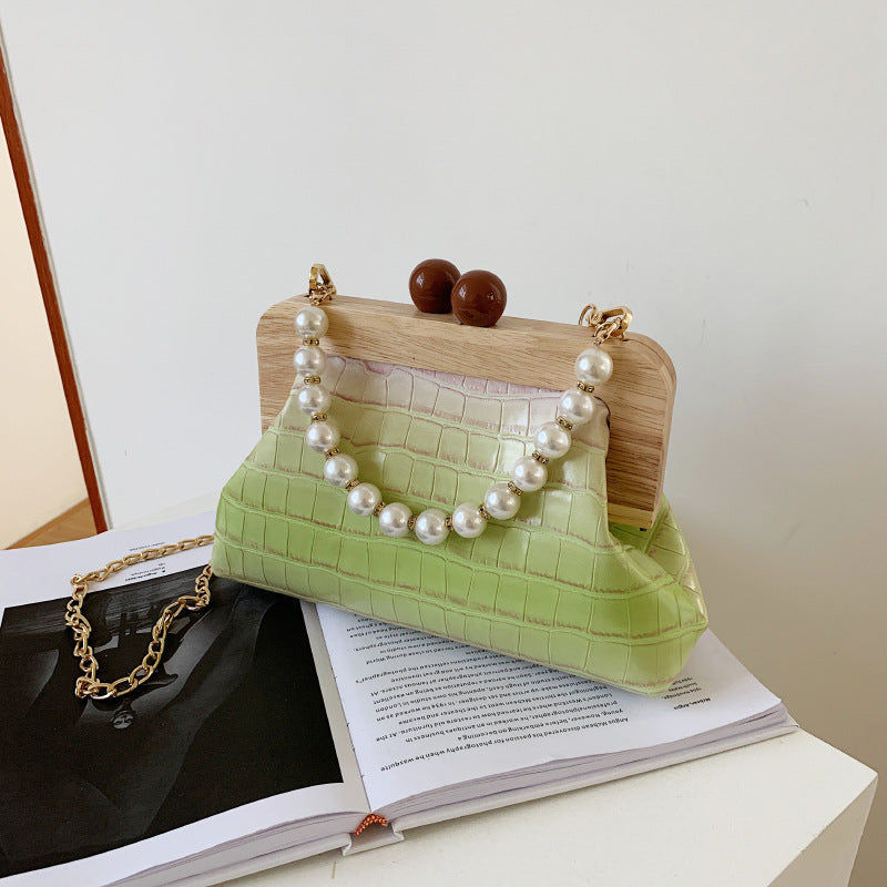 Stone Pattern Pearl One-shoulder Messenger Small Square Bag