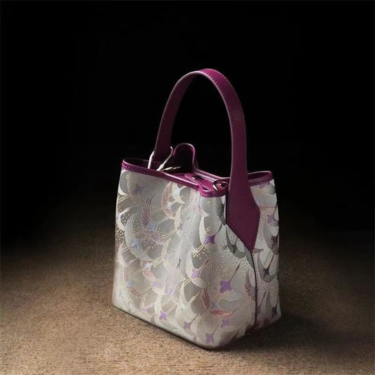 Chinese Style Leather One-shoulder Portable Messenger Bag