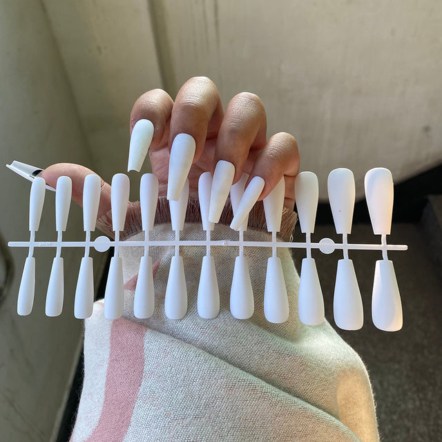 24pcs Mix Colors Matte Super Ong Coffin False Nail Ballet