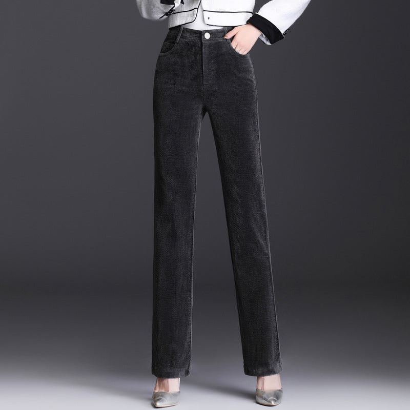High Waist Straight Corduroy Women's Pants Loose Lamp Wick