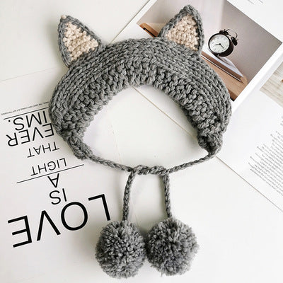 Fox Girl Sweet And Cute Warm Knitted Wool Tie Earmuffs