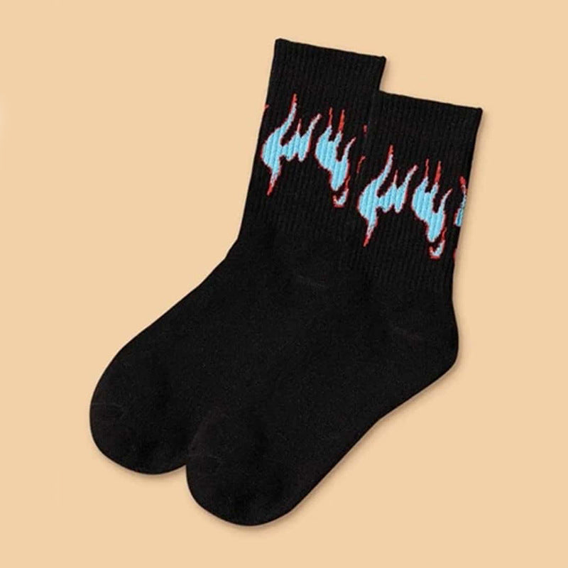 Fashion Purple Flame Cotton Mid-calf Length Socks