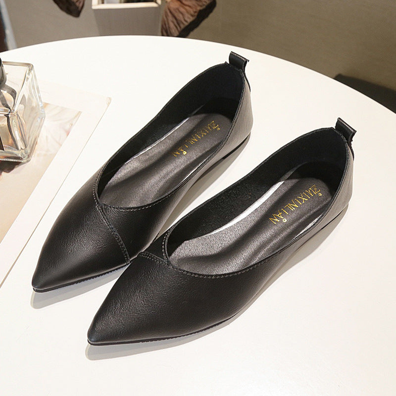Simple Pointed Shallow Mouth Single Shoes Low Heel Comfortable Women