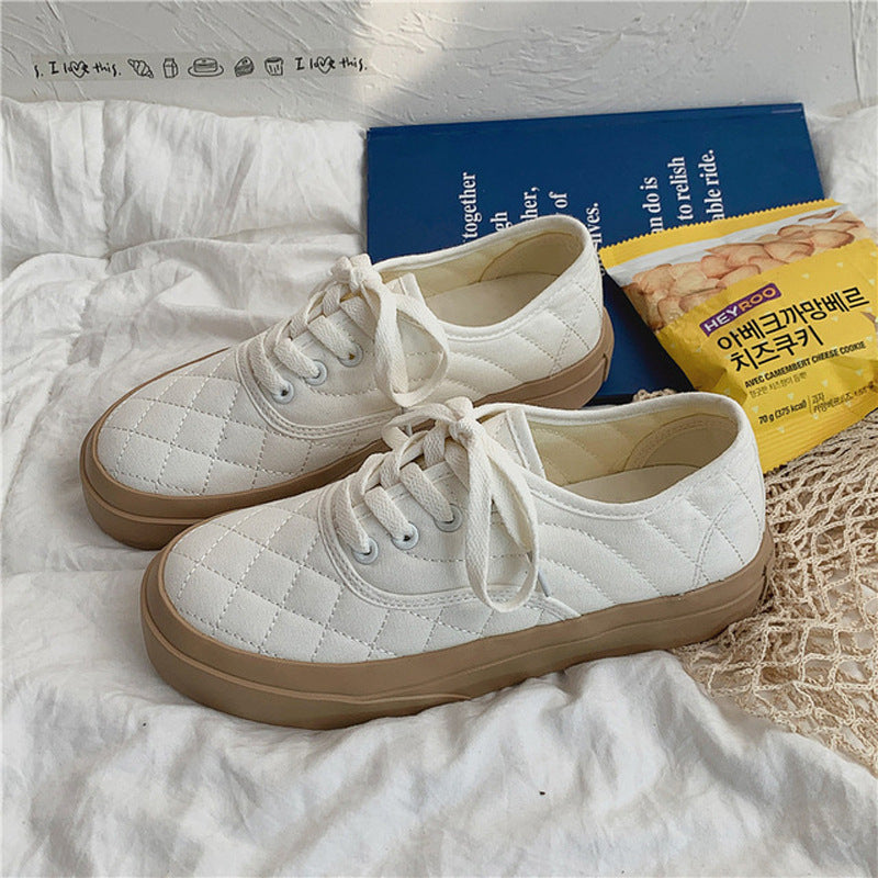 Flat-heeled Canvas Shoes Female Student's Small Fragrance Skin Color