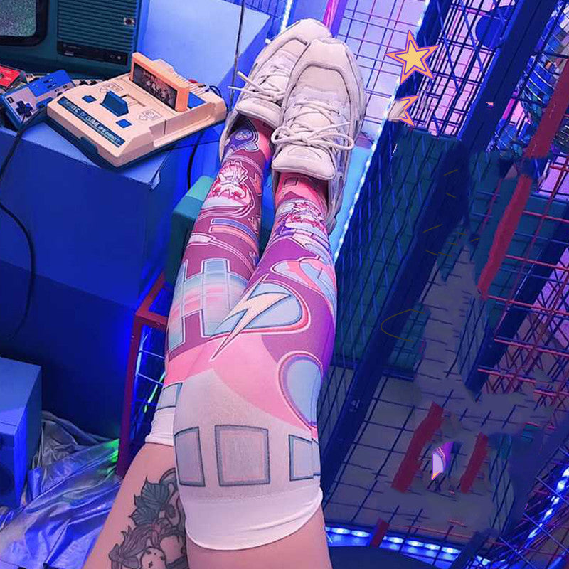 Japanese Soft Girl Video Game Theme Knee Socks