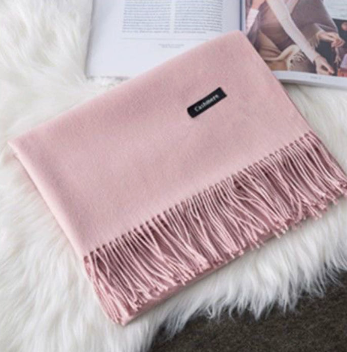 Women's Solid Color Scarf Tassel Shawl