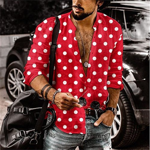 Polka-dot Loose-fitting Long Sleeve Printed Shirt