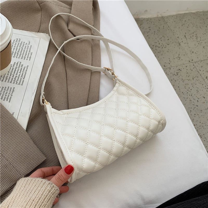 Women's Fashion Embroidery Thread Rhombus Underarm Bag Belt