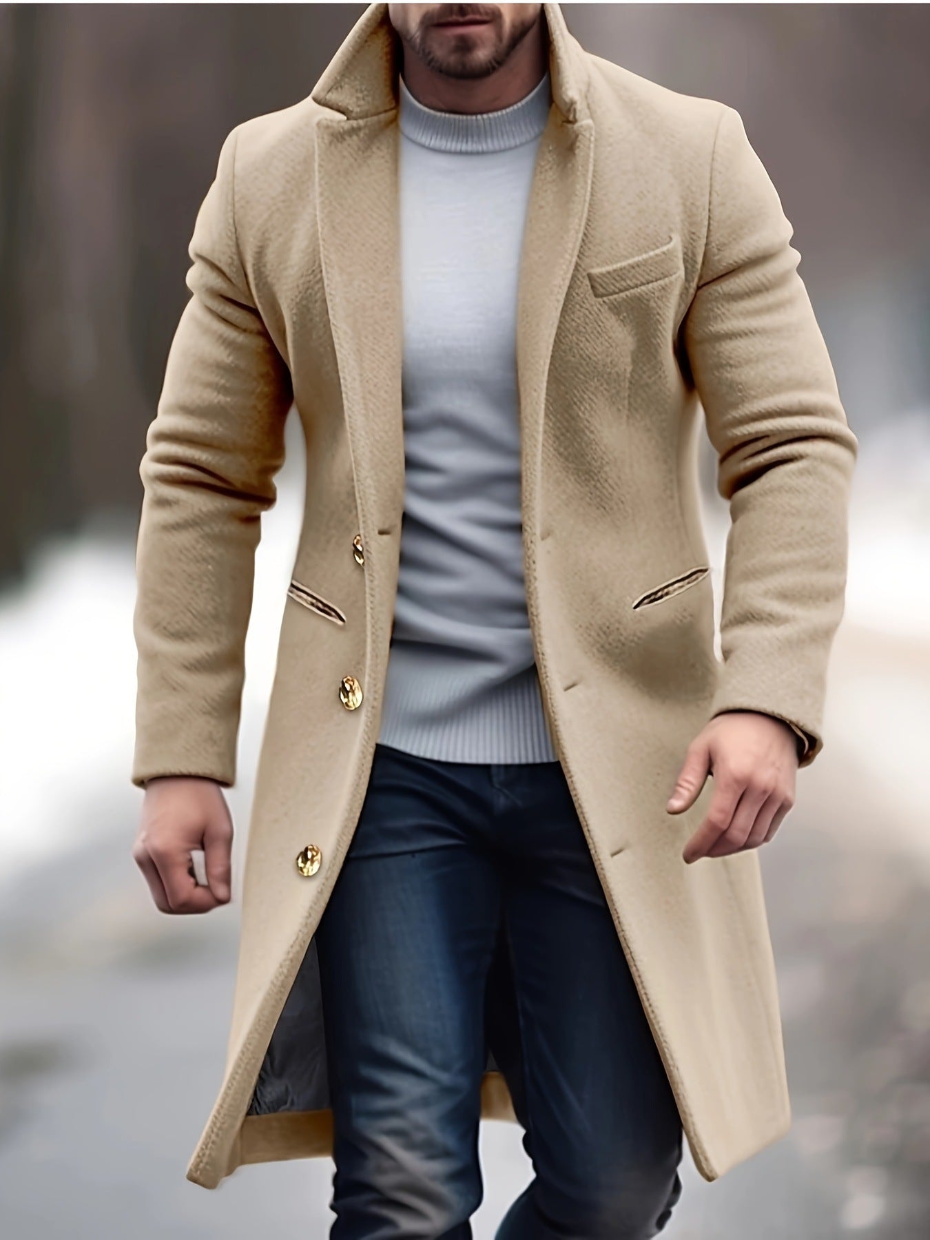 Men's Medium-length Single-breasted Multi-color Warm Youth Coat