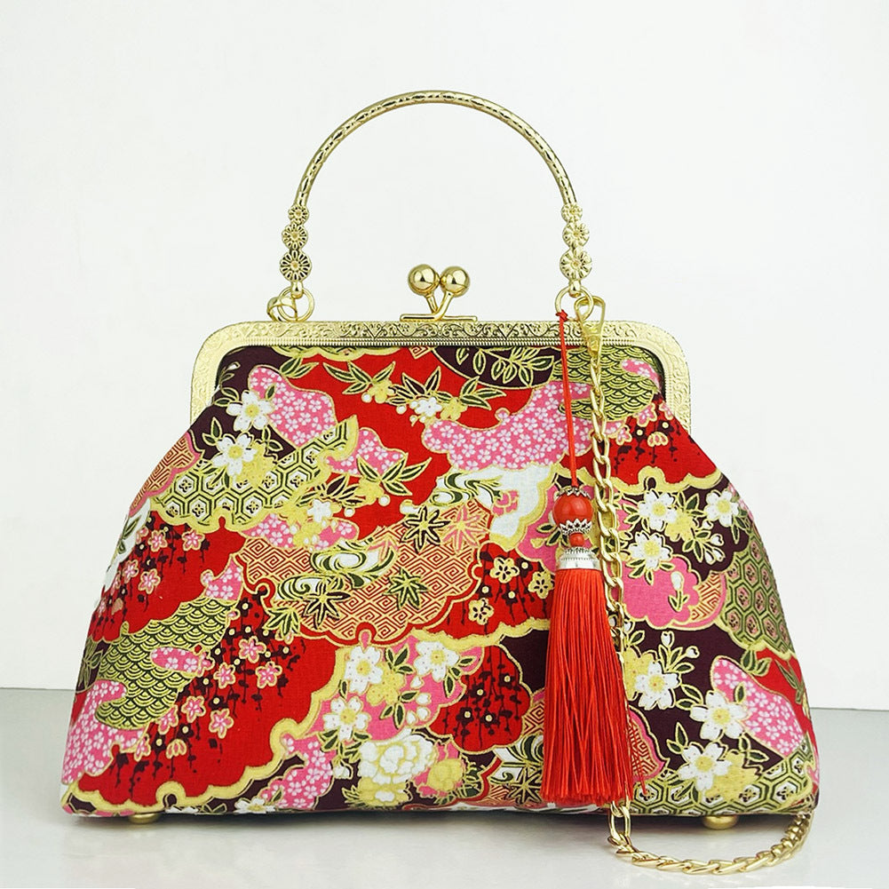 New Chinese Style Retro National Style Embroidered Clutch Bag Red-crowned Crane Handbag