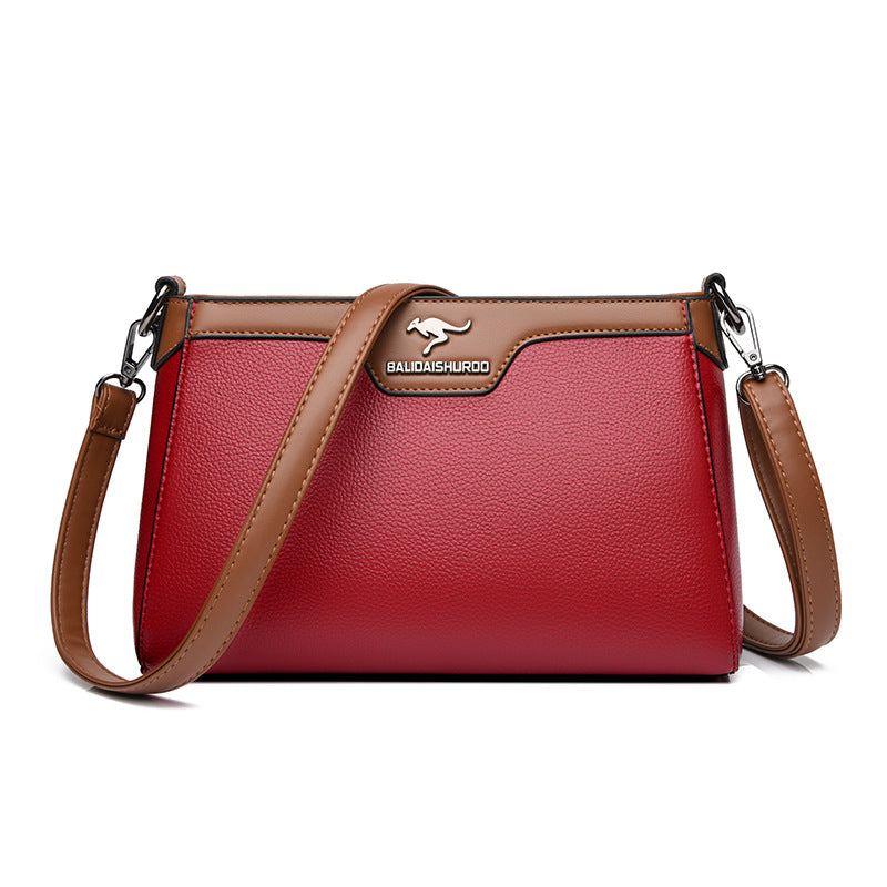One Shoulder Blød Læder Lille Firkantet Syning Kvinder Crossbody Taske