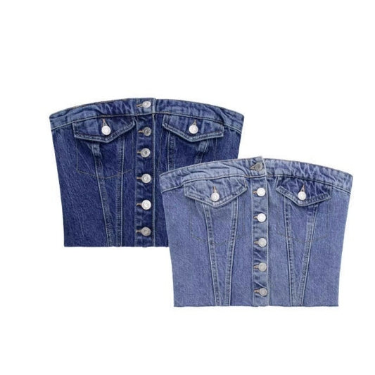 Womens Stylish Denim Tube Top