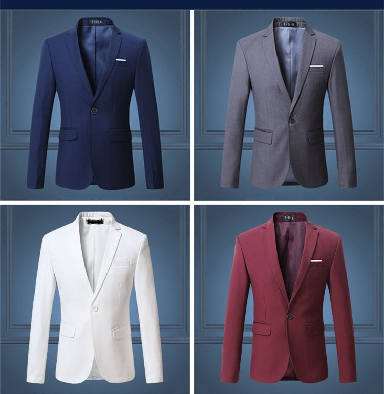 Spring And Autumn Solid Color Casual One Button Men's Small Suit