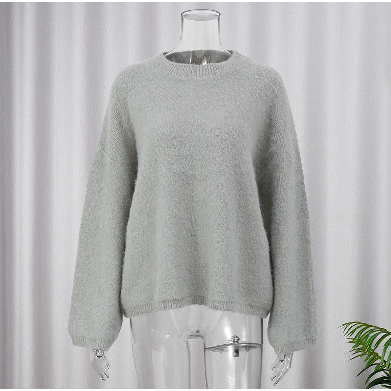 Advanced Gray Brushed Knitwear Autumn And Winter New Korean Style French Lazy Style