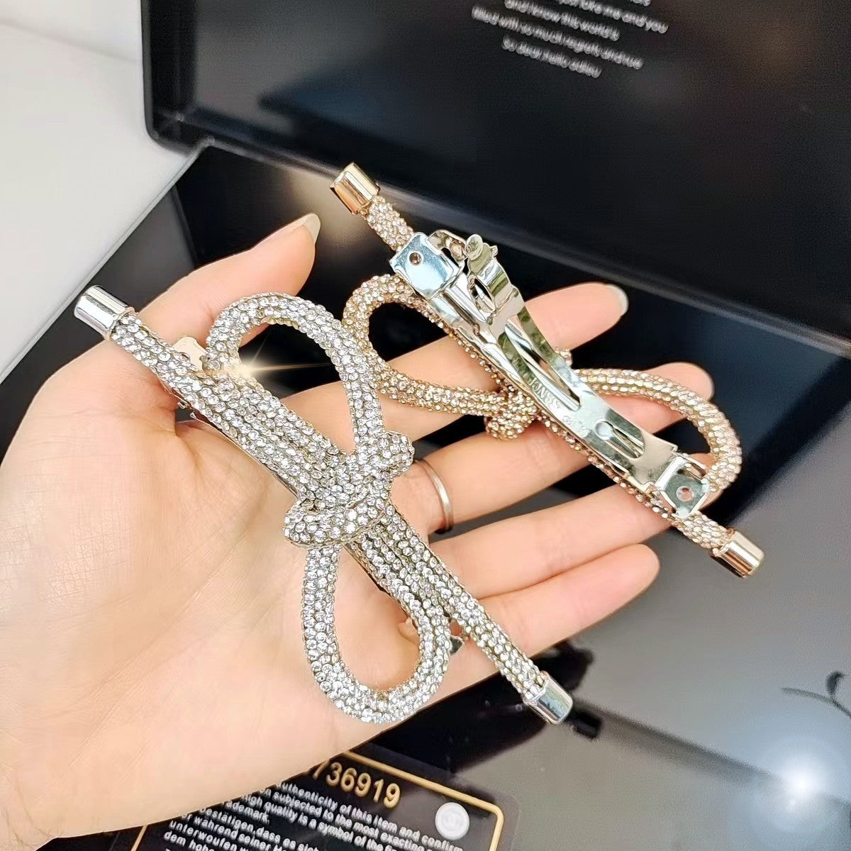 Rhinestone Bow Spring Clip Advanced Sense