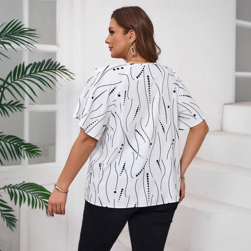 Alsidig T-shirt til kvinder i store størrelser, pendlermodellen