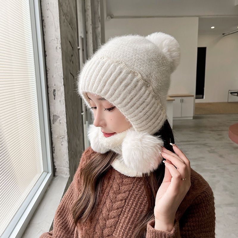 Velvet Padded Knitted Hat Ear Protection Warm