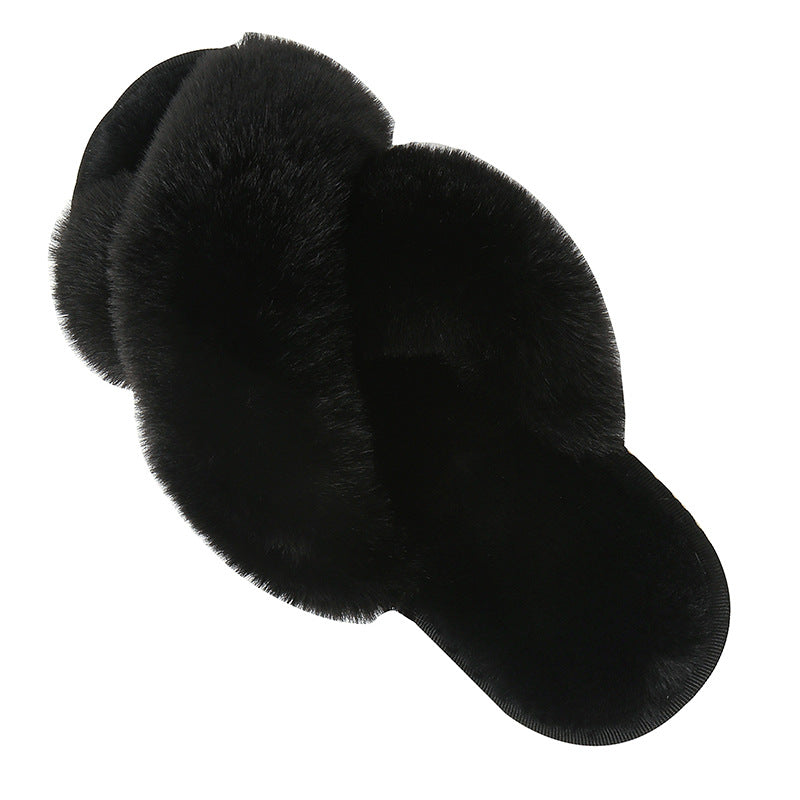 Slippers Winter Plush Cross Belt Drag Cotton